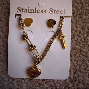 Tiffany & co fashion Gold Heart Jewelry Set necklace and earrings